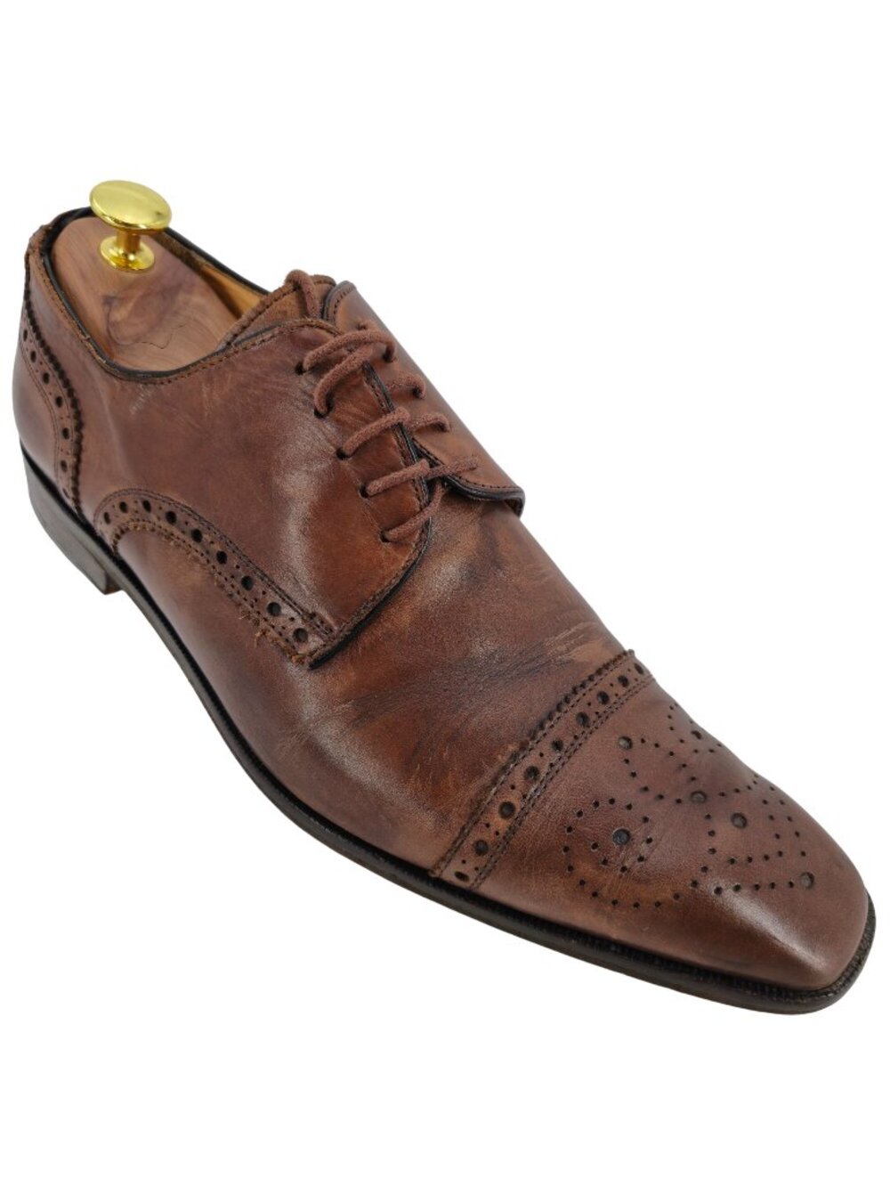 Italy Mercanti Fiorentini Mens Size 9M Distressed Brown Leather Dress Shoes